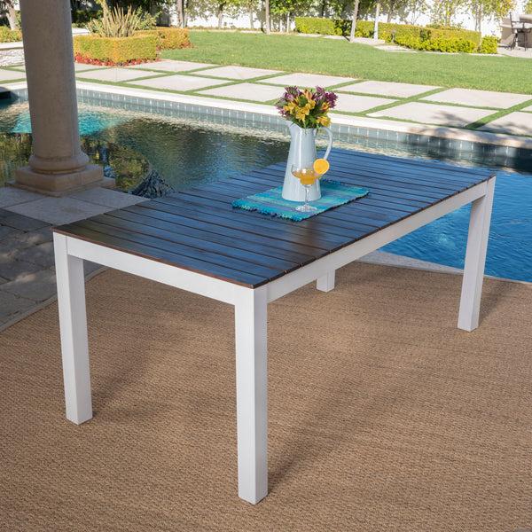 Gdf Studio Rodanthe Outdoor Dark Brown Finished Acacia Wood Dining Table