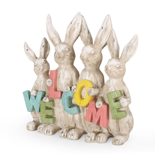 gdf studio Rogge Outdoor Rabbit Family Garden Statue Multi-Colored