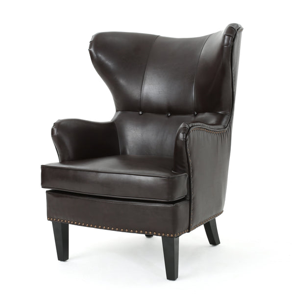 gdf studio Romford Leather High Back Wingback Armchair