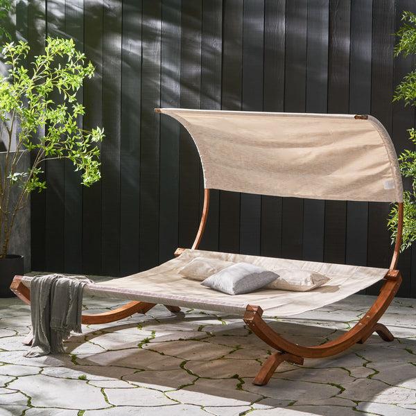 Gdf Studio Rosalie Outdoor Patio Chaise Lounge Sunbed And Canopy