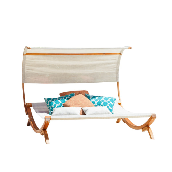 Gdf Studio Rosalie Outdoor Patio Chaise Lounge Sunbed And Canopy