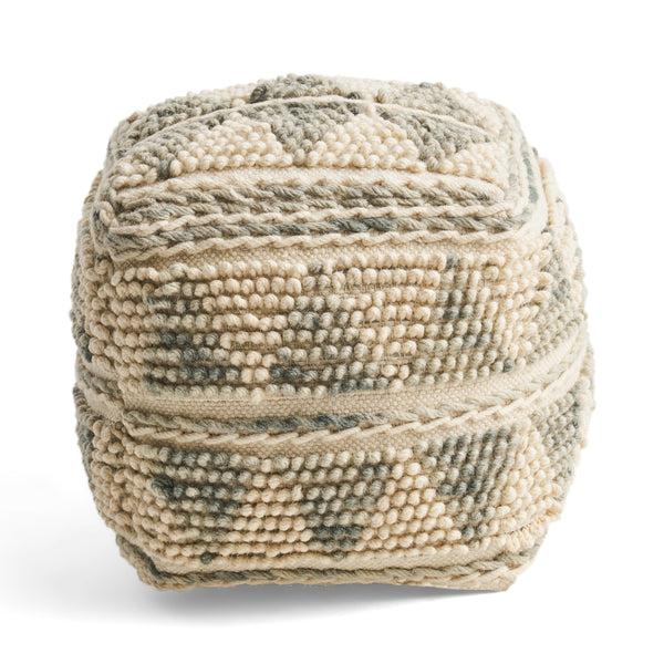 Gdf Studio Rosalin Boho Wool And Cotton Ottoman Pouf