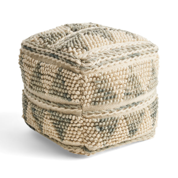 gdf studio Rosalin Boho Wool and Cotton Ottoman Pouf