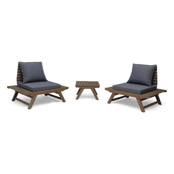 gdf studio Rosalind Outdoor 2 Seater Acacia Wood Club Chairs and Side Table Set