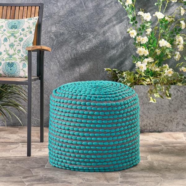 Gdf Studio Rosalyn Handcrafted Modern Water-Resistant Fabric Ottoman Pouf