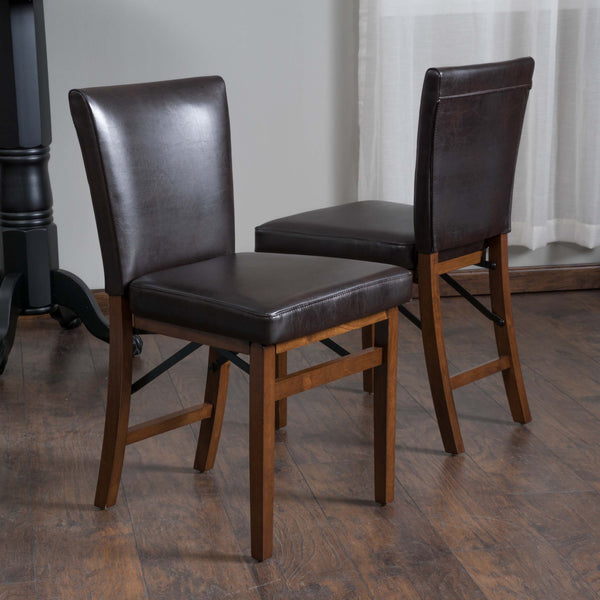 Gdf Studio Rosalynn Brown Leather Folding Dining Chairs (Set Of 2)