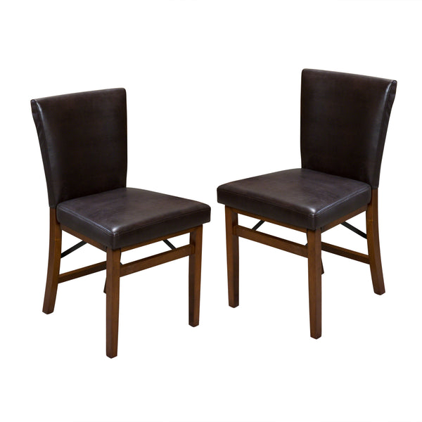 gdf studio Rosalynn Brown Leather Folding Dining Chairs (Set of 2)
