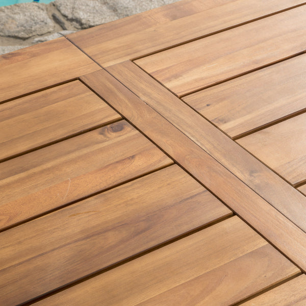 Gdf Studio Rosario Rustic Industrial Outdoor Teak Finish Acacia Wood Picnic Dining Set