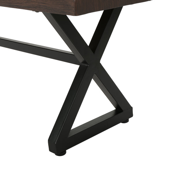 Gdf Studio Rosarito Outdoor Aluminum Dining Bench With Black Steel Frame