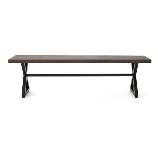 gdf studio Rosarito Outdoor Aluminum Dining Bench with Black Steel Frame