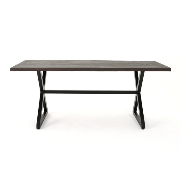gdf studio Rosarito Outdoor Aluminum Dining Table with Black Steel Frame