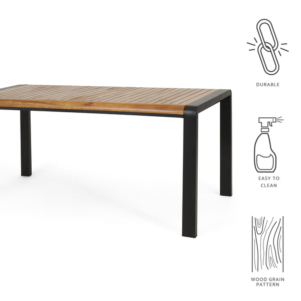 Gdf Studio Roseland Outdoor Acacia Wood Dining Table Teak And Black