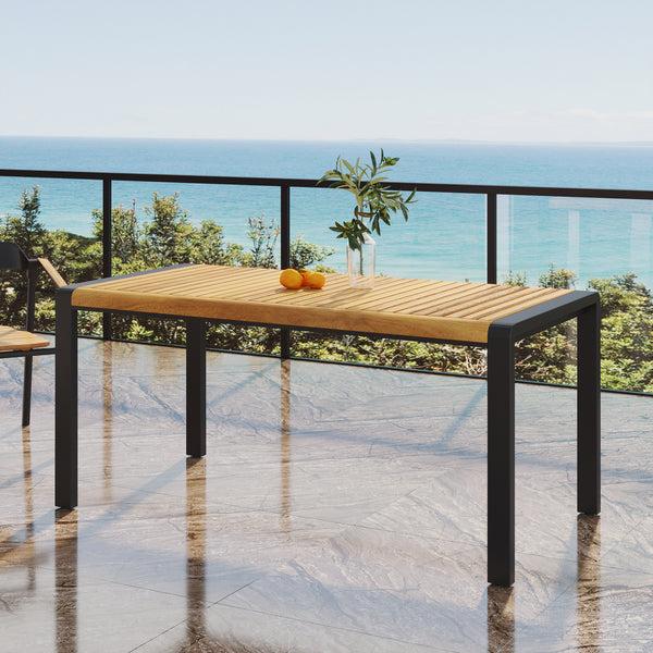 Gdf Studio Roseland Outdoor Acacia Wood Dining Table Teak And Black