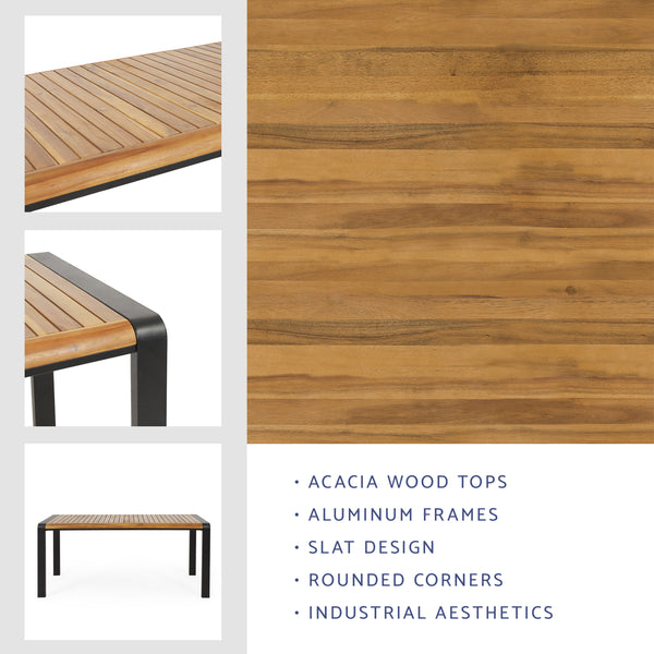 Gdf Studio Roseland Outdoor Acacia Wood Dining Table Teak And Black