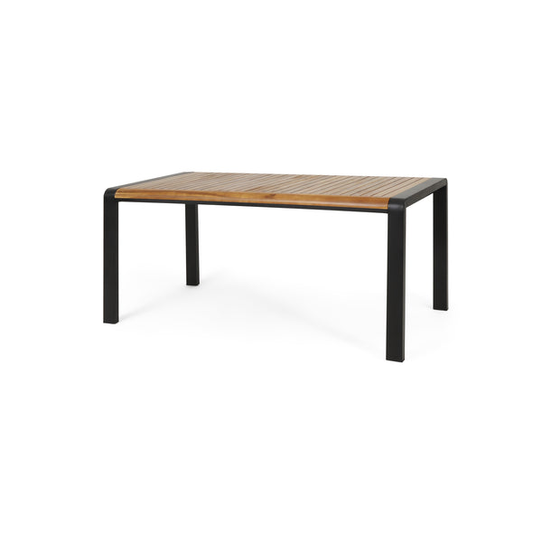 gdf studio Roseland Outdoor Acacia Wood Dining Table Teak and Black