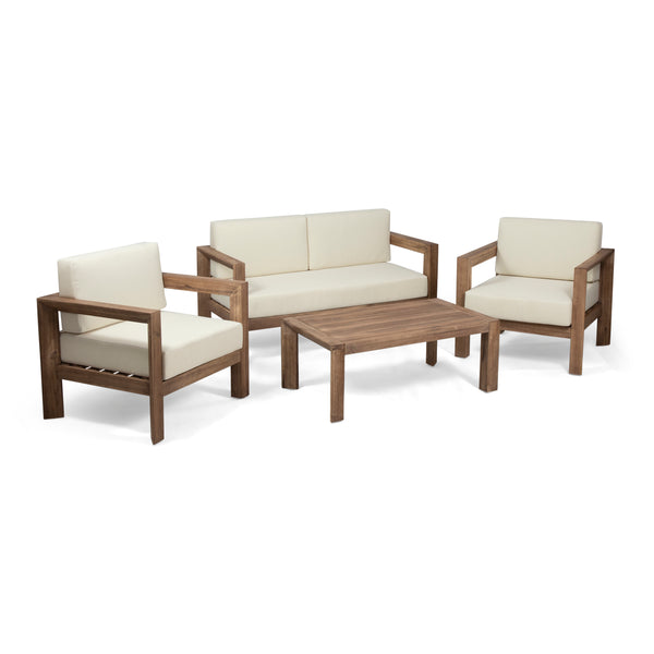 gdf studio Rosemary Outdoor 4 Seater Acacia Wood Chat Set