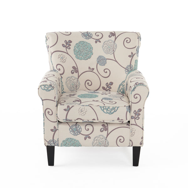 gdf studio Roseville Scrolled Back Floral Print Fabric Club Chair