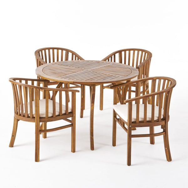 gdf studio Rosin Outdoor 4 Seater Acacia Wood Circular Dining Set