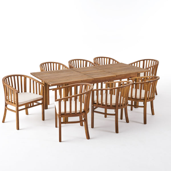 gdf studio Rosin Outdoor Expandable 8 Seater Acacia Wood Dining Set