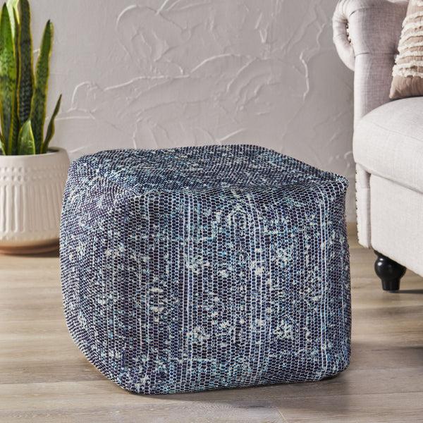 Gdf Studio Rossburg Traditional Handcrafted Chindi Cube Pouf