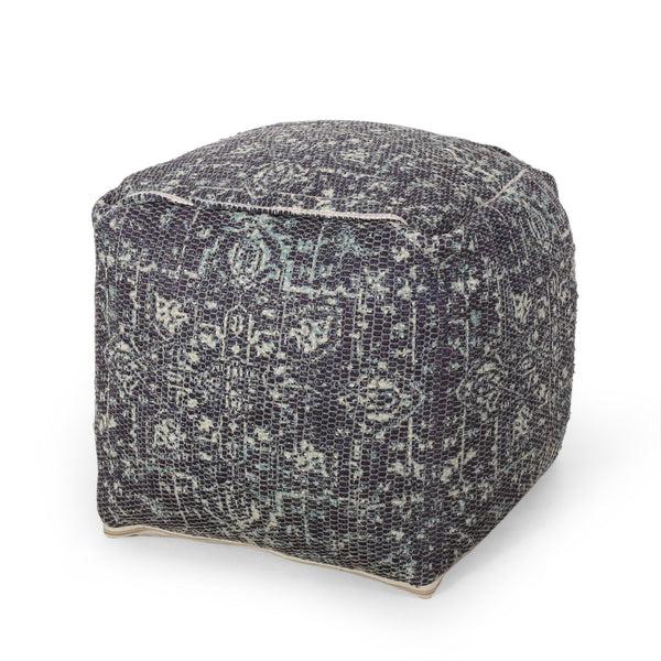 gdf studio Rossburg Traditional Handcrafted Chindi Cube Pouf