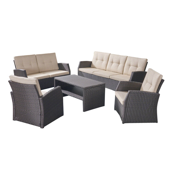 gdf studio Roswell Outdoor 7 Seater Wicker Chat Set