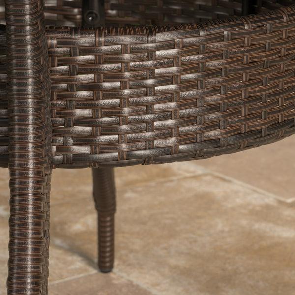 Gdf Studio Rosy Outdoor 7 Piece Wicker Hexagon Dining Set With Stacking Chairs