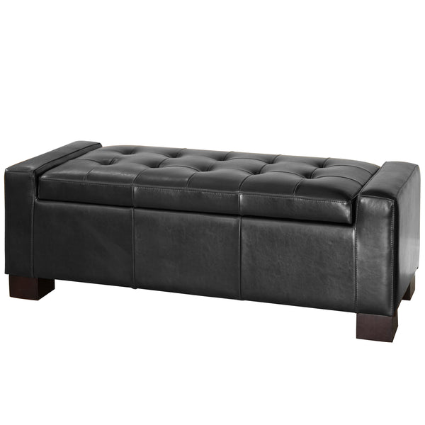 Gdf Studio Rothwell Contemporary Tufted Bonded Leather Storage Ottoman Bench