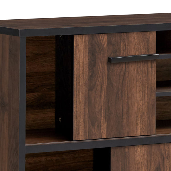 Gdf Studio Rowell Modern Industrial Wooden 6 Bottle Wine Cabinet Walnut Black And Dark Brown
