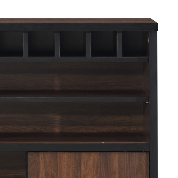 Gdf Studio Rowell Modern Industrial Wooden 6 Bottle Wine Cabinet Walnut Black And Dark Brown