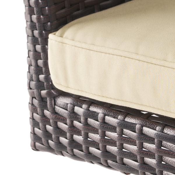 Gdf Studio Royer Modern Outdoor Multi-Brown Wicker Swivel Barstool With Tapered Legs