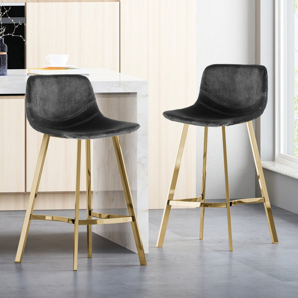 Gdf Studio Rubani Modern Glam Velvet Bar Stool (Set Of 2)