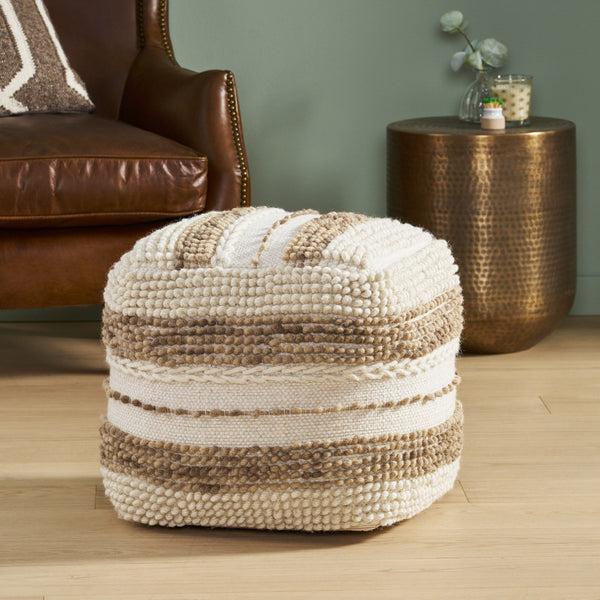 gdf studio Rut Contemporary Handcrafted Fabric Cube Pouf