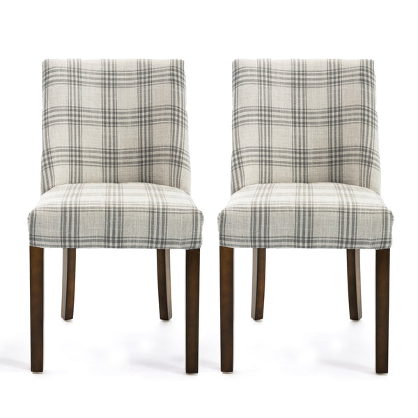 Gdf Studio Rydel Contemporary Upholstered Plaid Dining Chairs Set Of 2