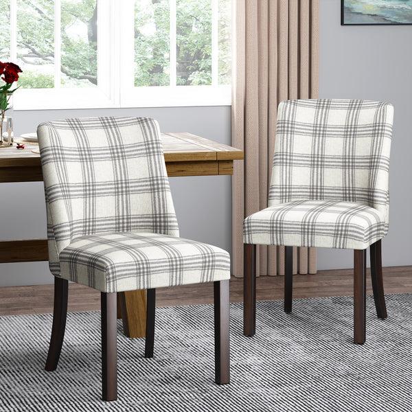 gdf studio Rydel Contemporary Upholstered Plaid Dining Chairs Set of 2