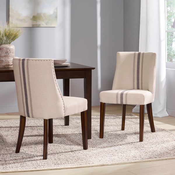 Gdf Studio Rydel Stripe Fabric Dining Chairs (Set Of 2)