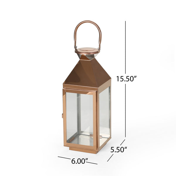 Gdf Studio Sabina 16" Modern Outdoor Stainless Steel Lantern