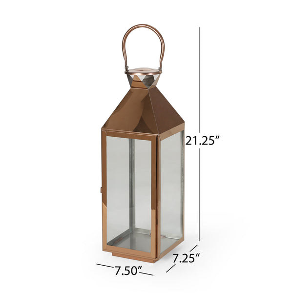 Gdf Studio Sabina 22" Modern Outdoor Stainless Steel Lantern