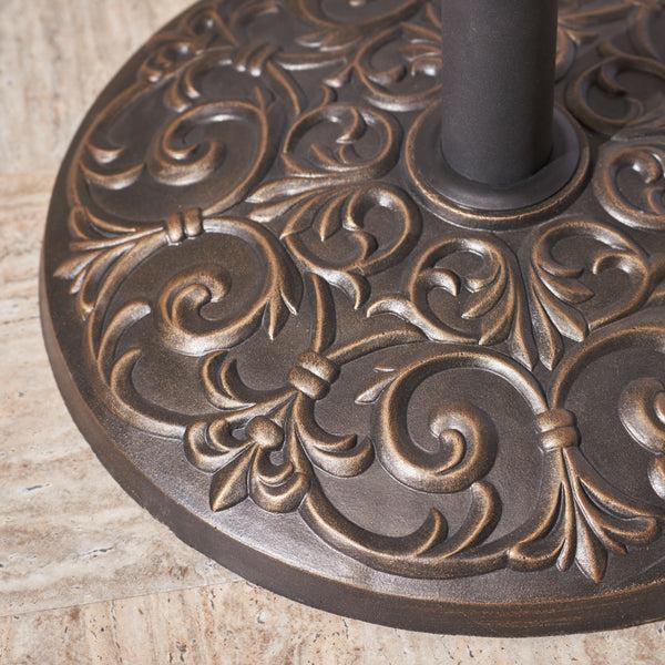 Gdf Studio Sade Outdoor 60lb Concrete Circular Umbrella Base Hammered Dark Copper