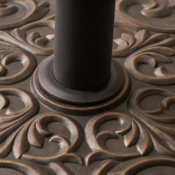 Gdf Studio Sade Outdoor 60lb Concrete Circular Umbrella Base Hammered Dark Copper