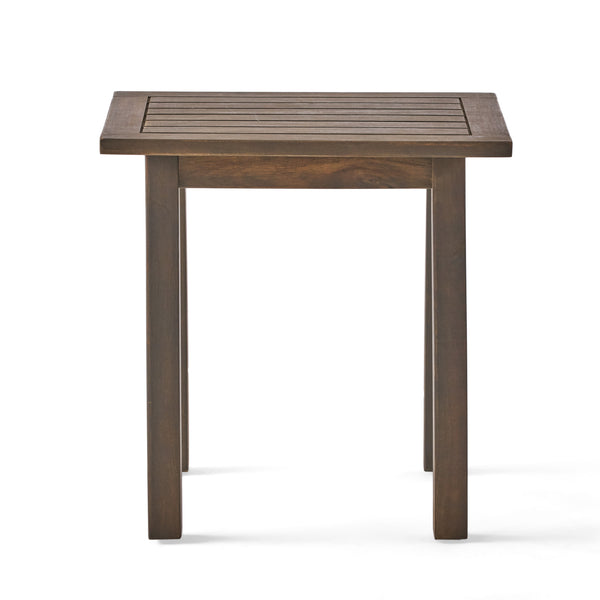 Gdf Studio Sadie Outdoor Acacia Wood Accent Table Gray Finish