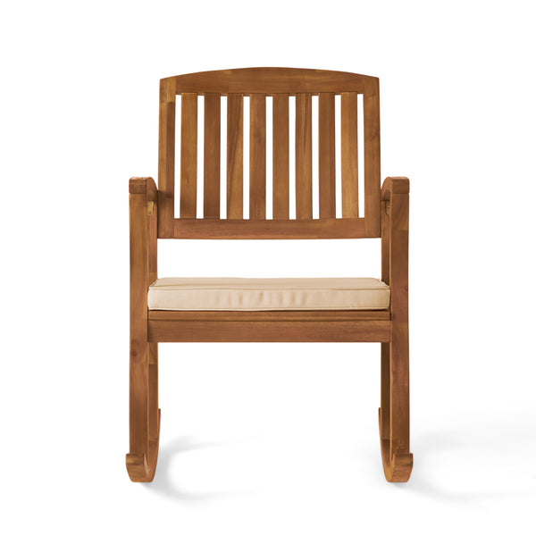 gdf studio Sadie Outdoor Acacia Wood Rocking Chair with Cushion
