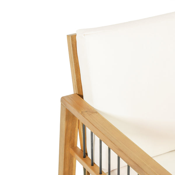 Gdf Studio Sagewood Outdoor Acacia Wood And Iron Club Chair With Cushions
