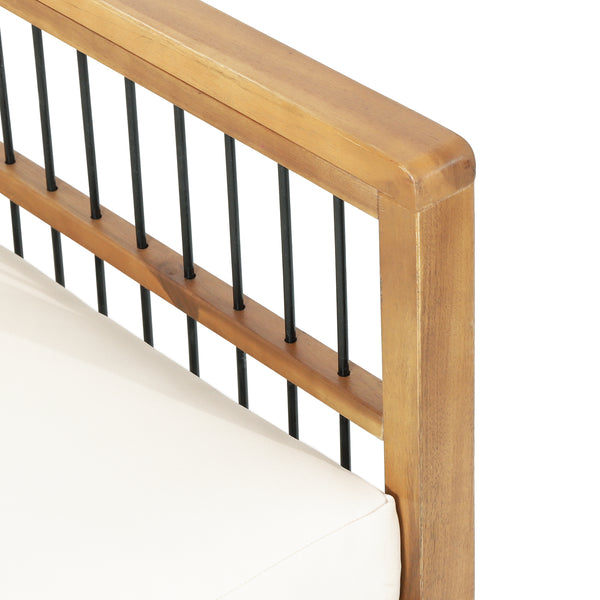Gdf Studio Sagewood Outdoor Acacia Wood Chat Set With Cushions Teak And Beige