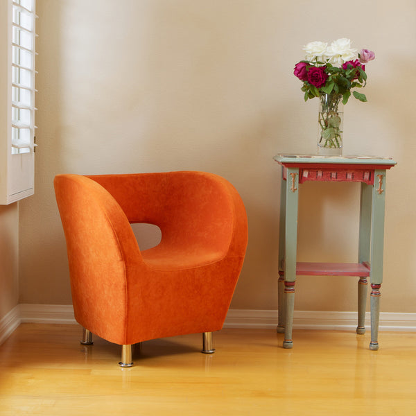 Gdf Studio Salazar Modern Retro Orange Fabric Accent Chair With Stainless Steel Legs