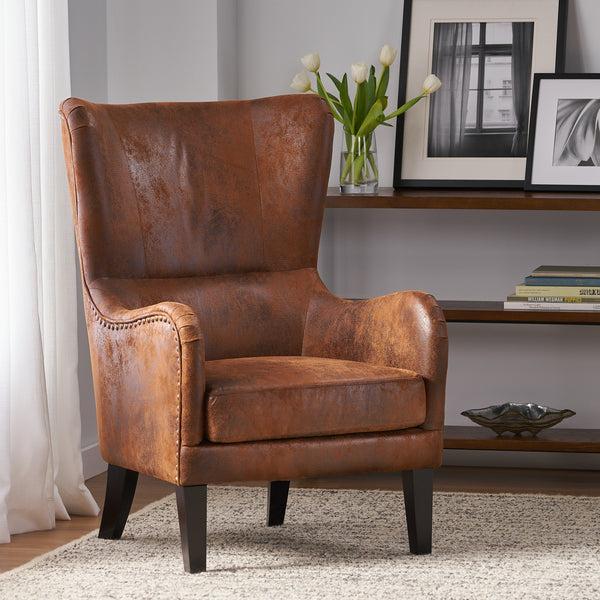 gdf studio Salerno Microfiber High Back Wingback Club Chair