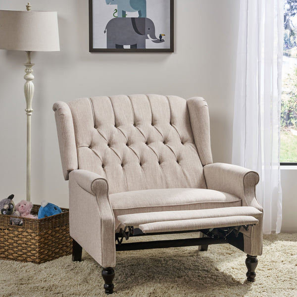 Gdf Studio Salome Oversized Tufted Wingback Fabric Push Back Recliner