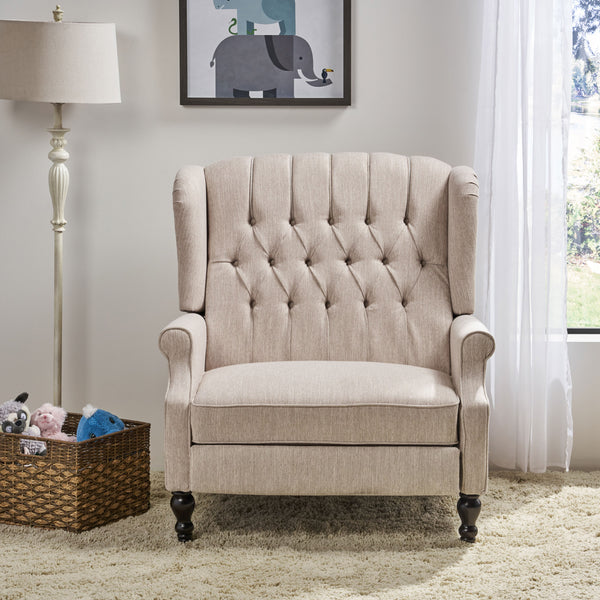 Gdf Studio Salome Oversized Tufted Wingback Fabric Push Back Recliner