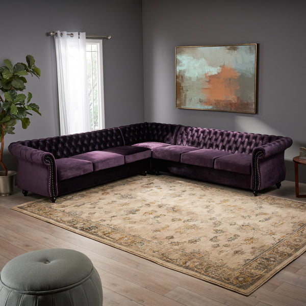 Gdf Studio Samantha 7 Seater Tufted Velvet Chesterfield Sectional