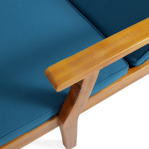 Gdf Studio Samantha Double Chaise Lounge For Yard And Patio Acacia Wood Frame